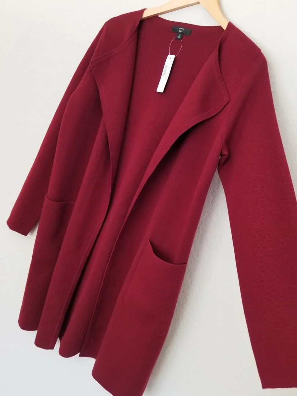 NEW J. Crew 365 Juliette Open-Front Collarless Sweater Blazer in Burgundy S $158